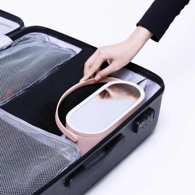 Boite de rangement portable avec Miroir cosmétique LED