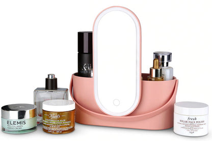 Boite de rangement portable avec Miroir cosmétique LED