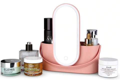 Boite de rangement portable avec Miroir cosmétique LED